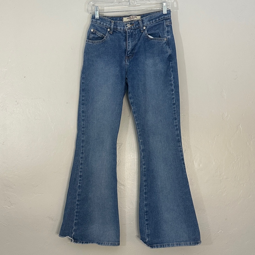 Paris Blues Bell Bottom Flare Jeans in Medium Blue